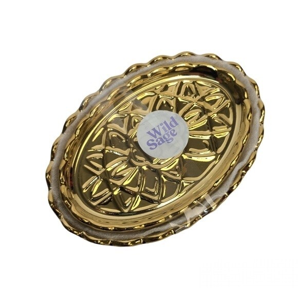 Wild Sage Cassidy Glam Global 2-Piece Gold Ceramic Vanity Tray Set - Picture 4 of 8